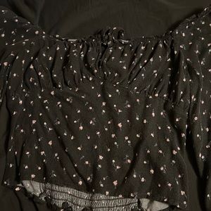 Black off the shoulder floral top